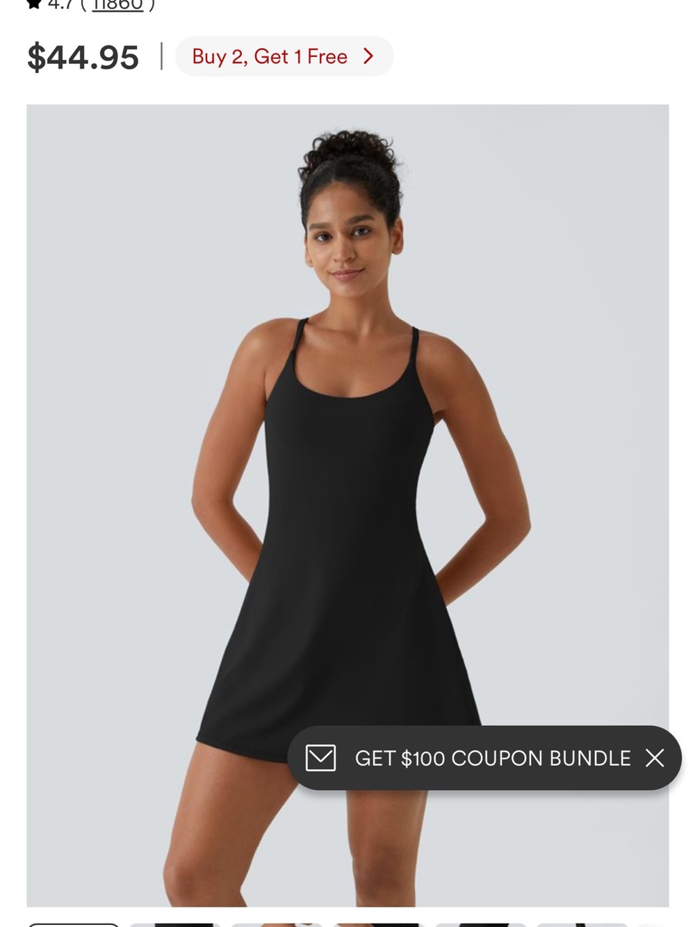 Halara SoftlyZero Plush Backless Active Dress - Black - Picture 2 of 8
